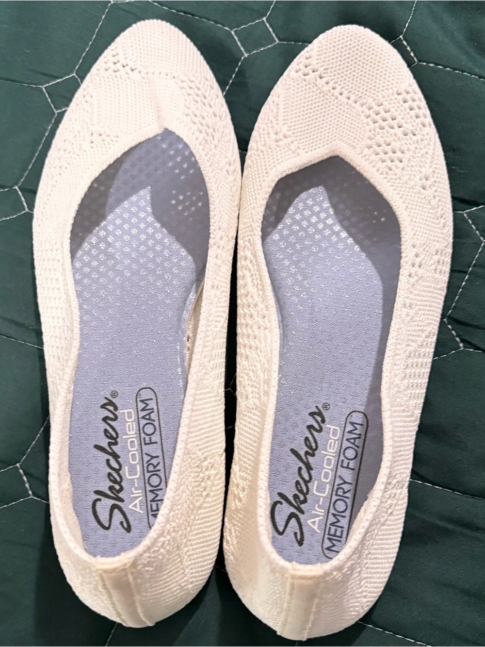 Skechers Women's Cream Knit Slip-On Ballet Flats